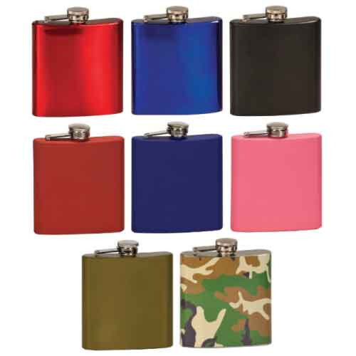 Personalized Colored Stainless Steel Hip Flask - 6 oz