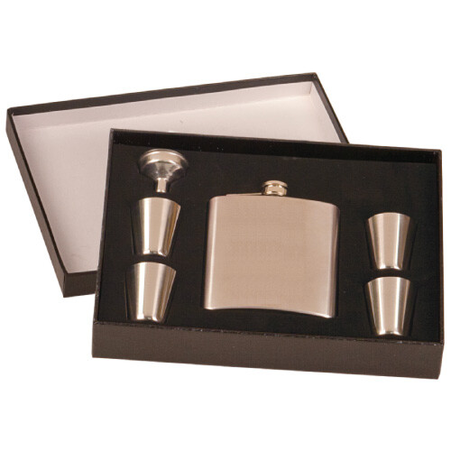 FBI Directorate of Intelligence Logo Center Leather Stainless Steel 6oz Flask 
