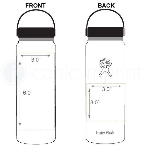 Hydro Flask 20 oz Wide Mouth Water Bottle Imprint Area