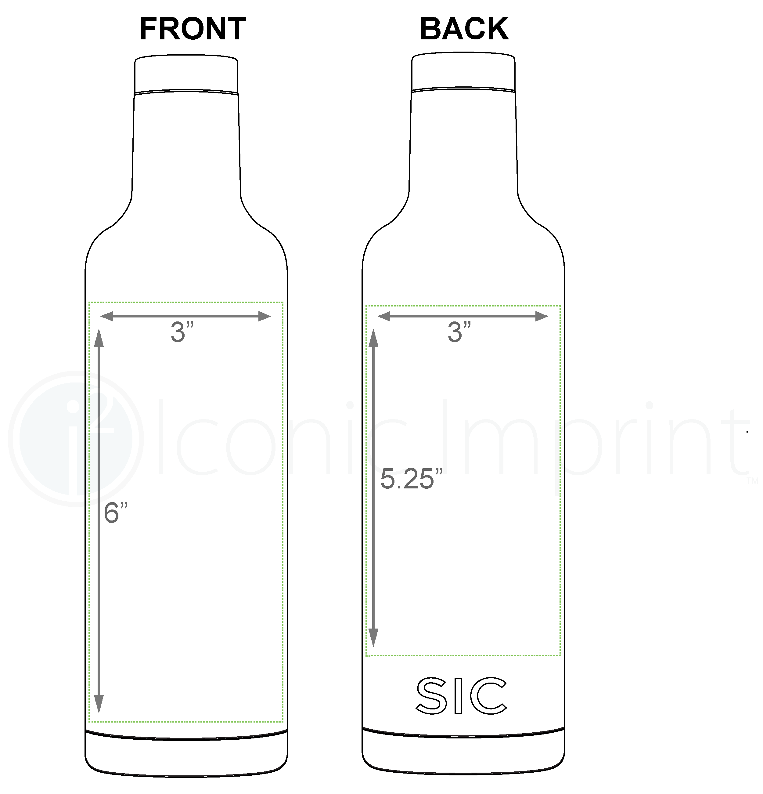 SIC 25 oz Wine Bottle Imprint Area