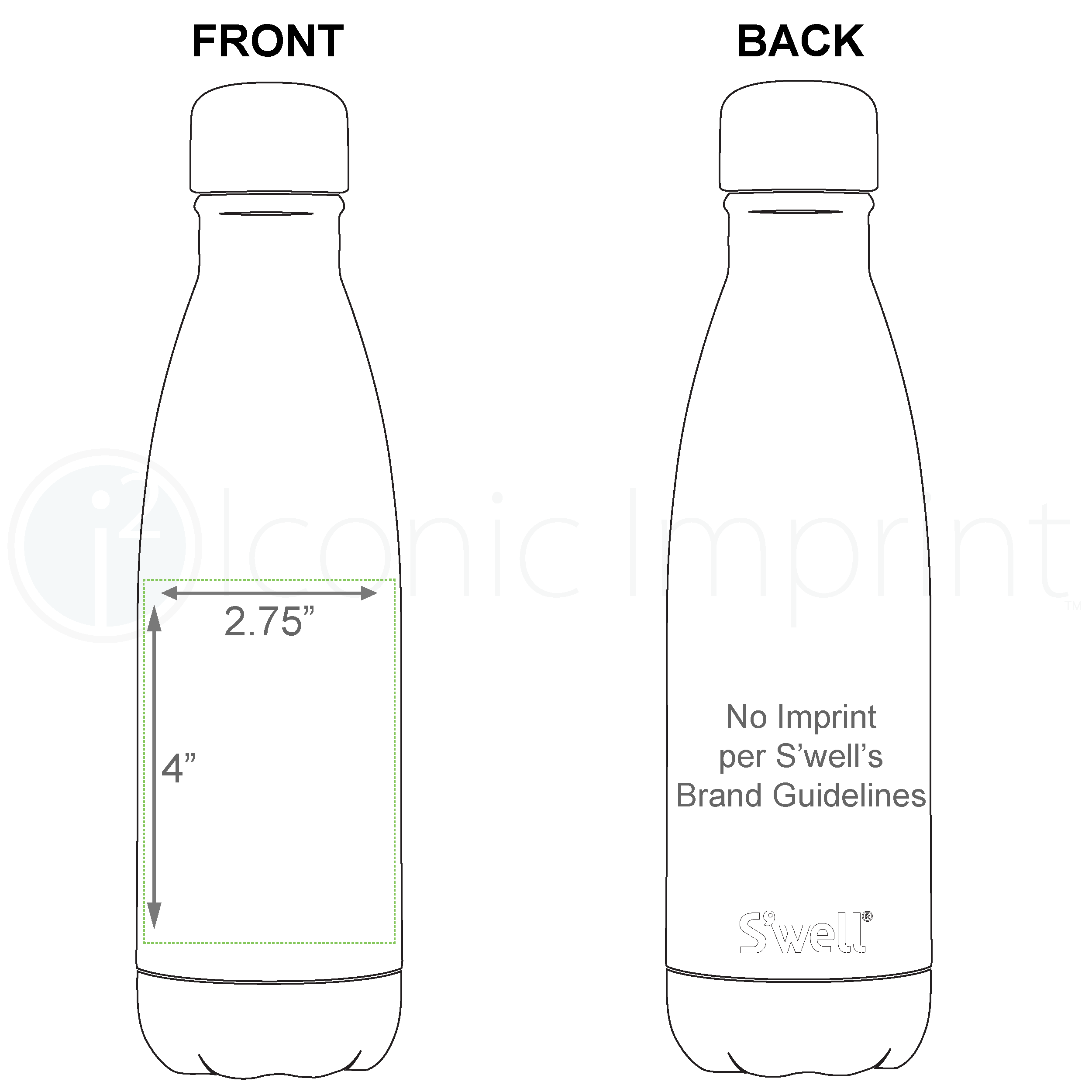 S'well 17 oz Water Bottle Imprint Area