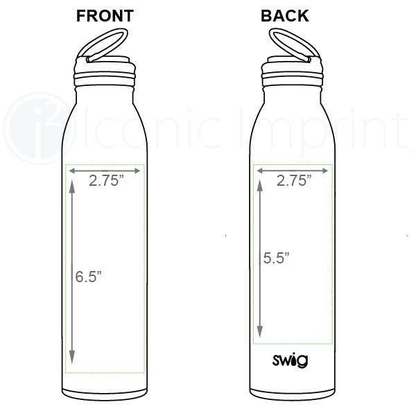 Swig 20 oz Water Bottle Imprint Area